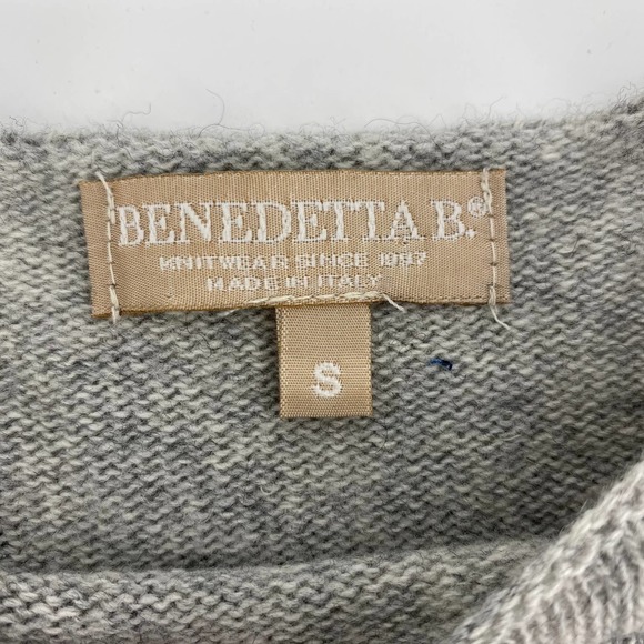 Benedetta B top women's small gray merino wool cashmere dot long sleeve - Picture 4 of 7